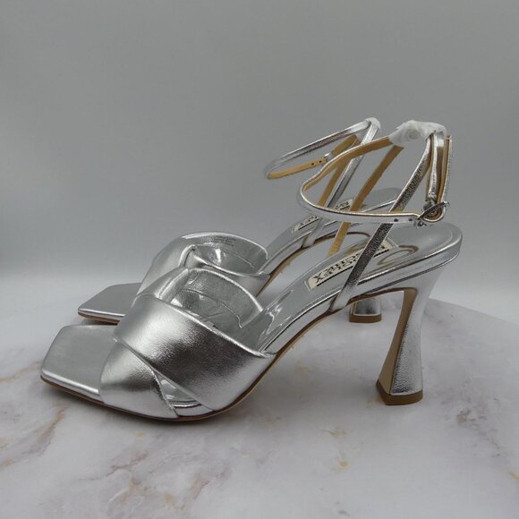 Badgley Mischka Dress Shoes Silver Brinlee II Sillea Heels Sandals - Picture 9 of 15